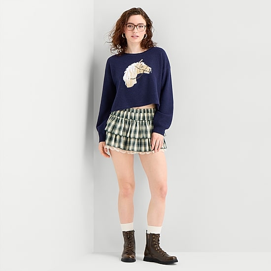 Arizona Womens Juniors Mini Pleated Skirt