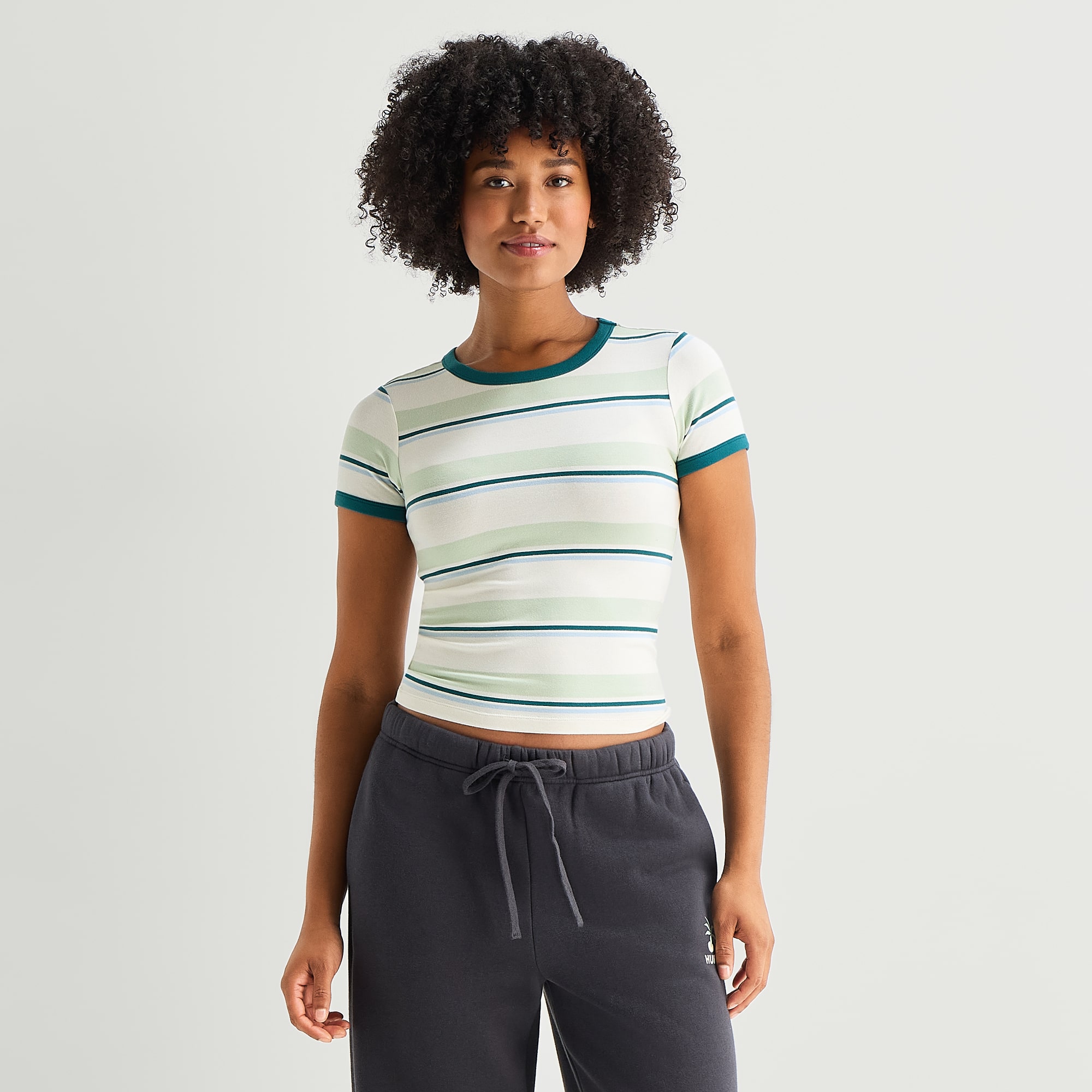 Hurley Womens Juniors Crew Neck Short Sleeve Fitted Graphic T-Shirt