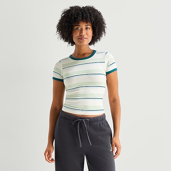 Hurley Womens Juniors Crew Neck Short Sleeve Fitted Graphic T-Shirt