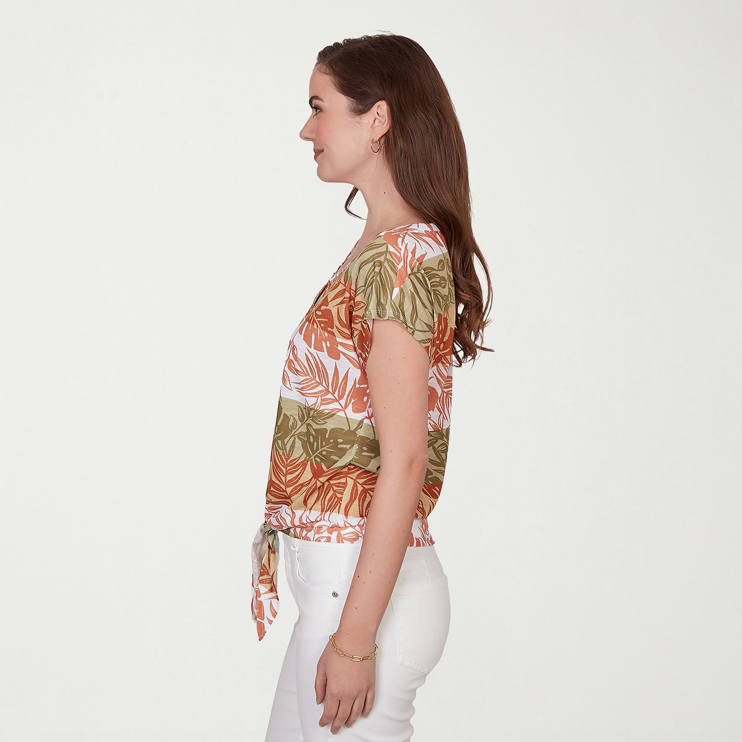 Hearts Of Palm Womens Keyhole Neck Short Sleeve Embellished Blouse