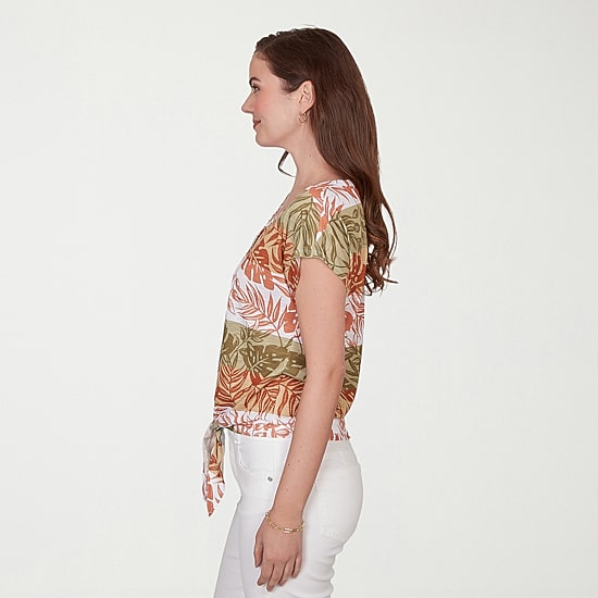Hearts Of Palm Womens Keyhole Neck Short Sleeve Embellished Blouse