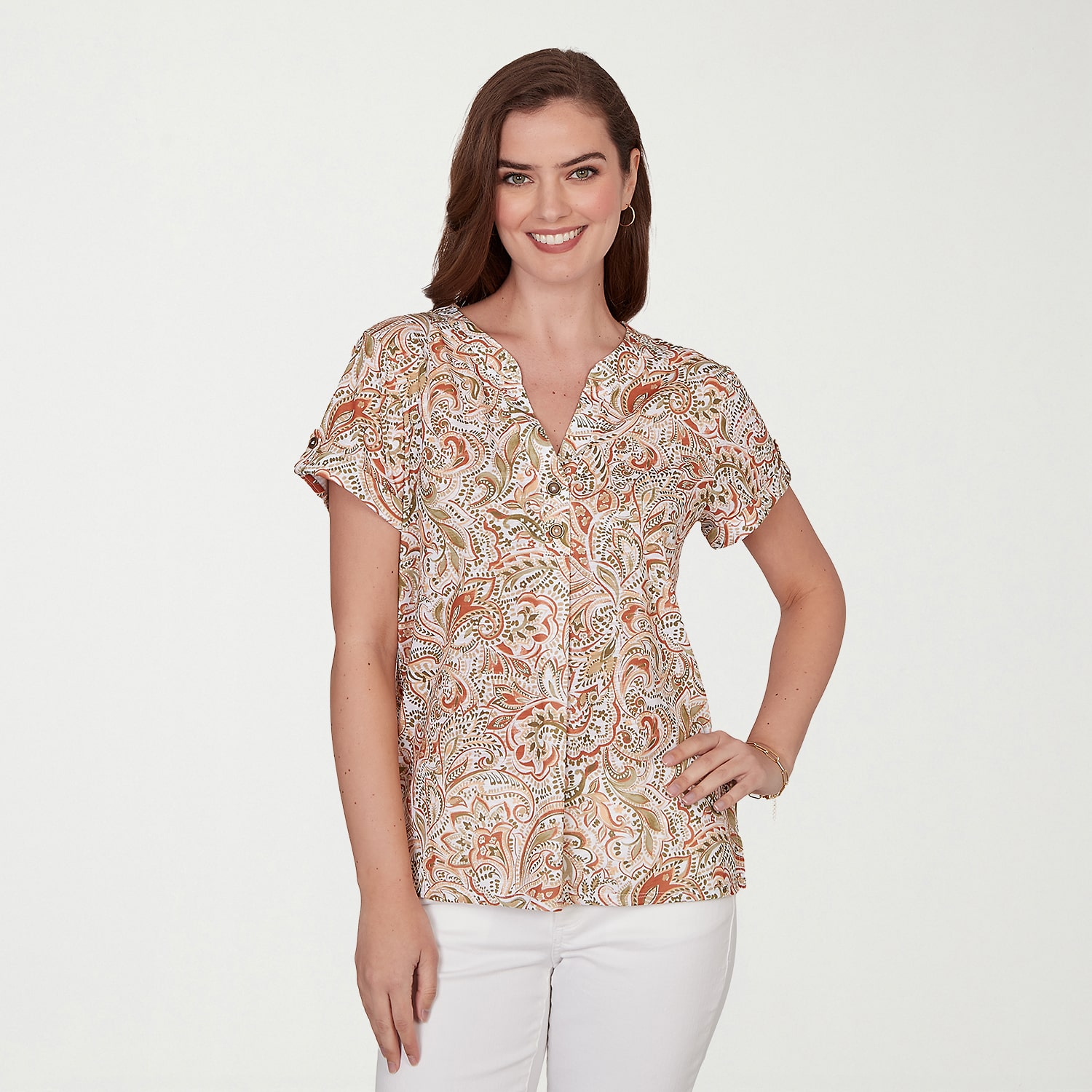 Hearts Of Palm Womens Short Sleeve Regular Fit Henley Shirt