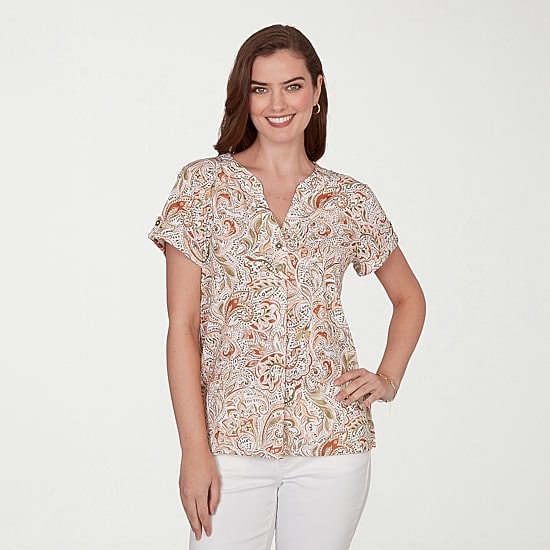 Hearts Of Palm Womens Short Sleeve Regular Fit Henley Shirt