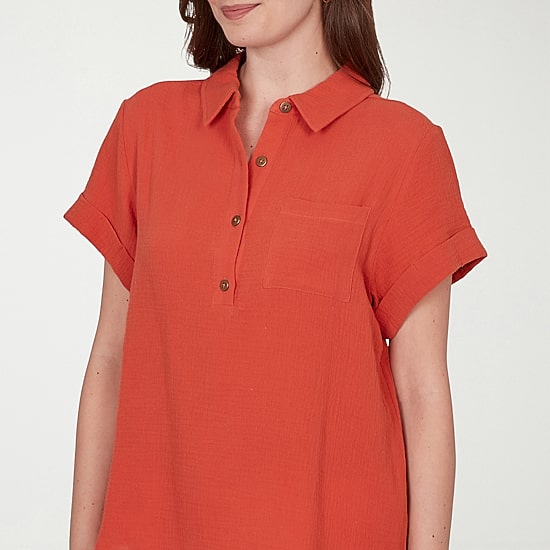Hearts Of Palm Womens Henley Neck Short Sleeve Blouse