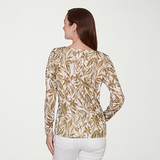 Hearts Of Palm Womens Keyhole Neck 3/4 Sleeve T-Shirt