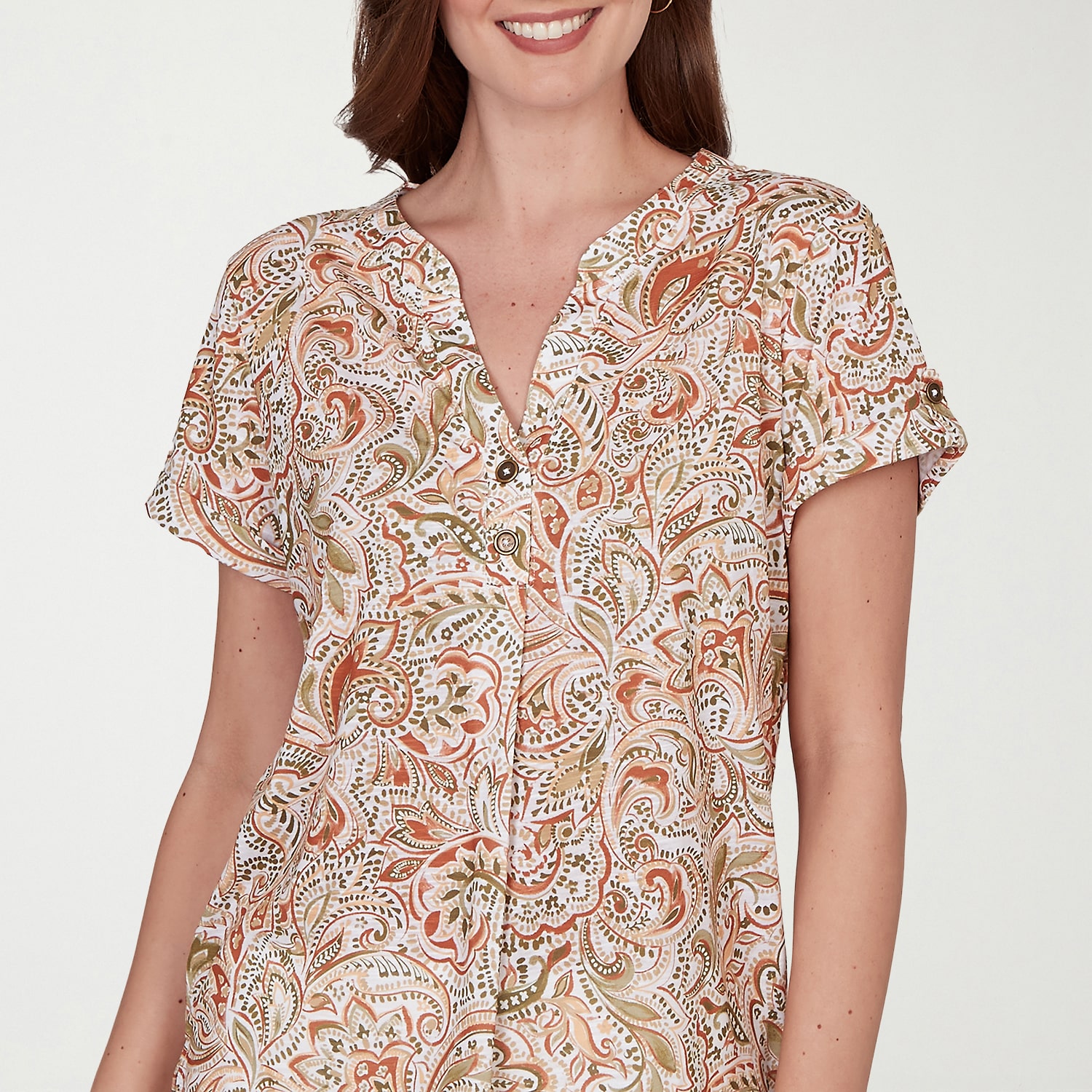 Hearts Of Palm Womens Short Sleeve Regular Fit Henley Shirt