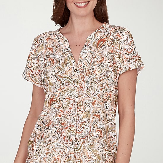 Hearts Of Palm Womens Short Sleeve Regular Fit Henley Shirt