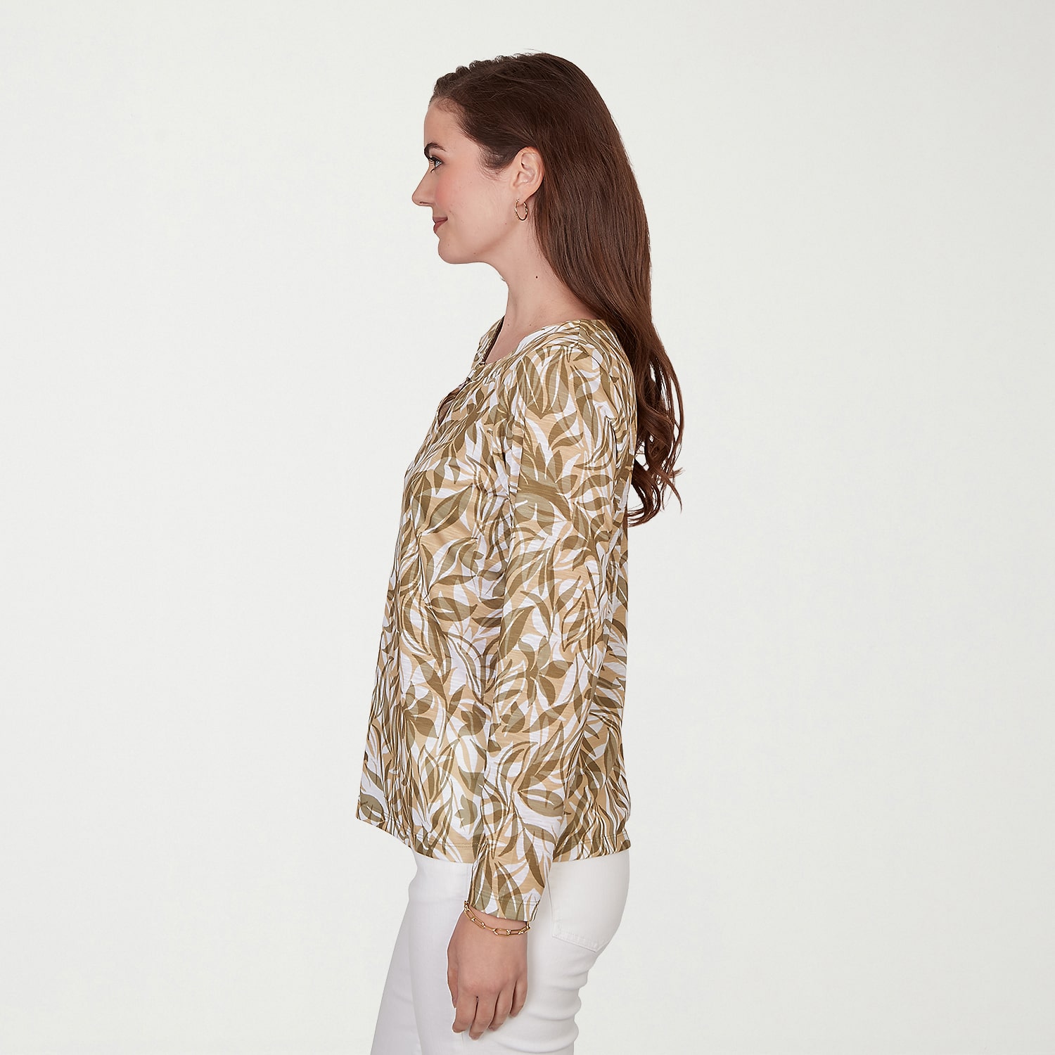 Hearts Of Palm Womens Keyhole Neck 3/4 Sleeve T-Shirt