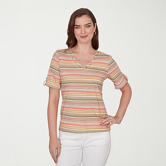 Hearts Of Palm Womens V Neck Short Sleeve T-Shirt