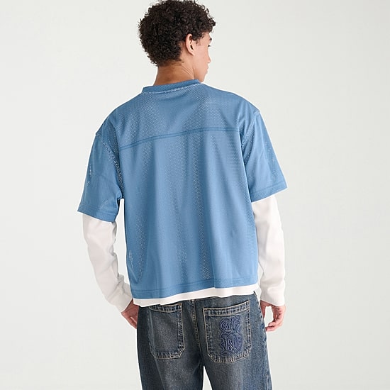 AEROPOSTALE Mens V Neck Long Sleeve Twofer Jersey