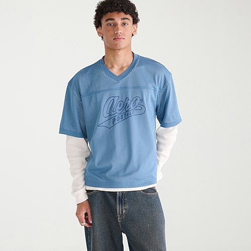 Aéropostale Mens V Neck Long Sleeve Jersey In Blue