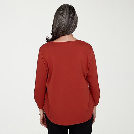 Alfred Dunner Womens Fall Harvest Crew Neck 3/4 Sleeve Tees