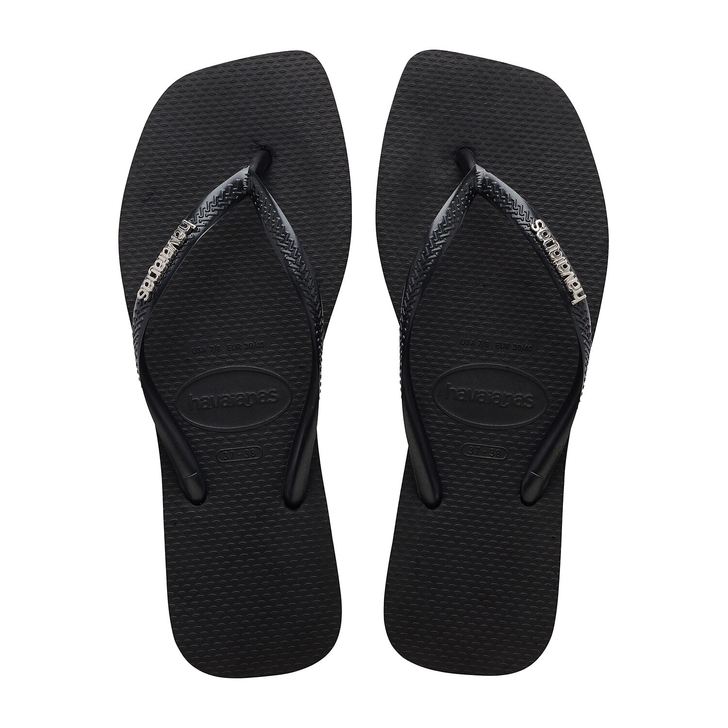 Havaianas® Womens Slim Square Logo Metallic Flip-Flops