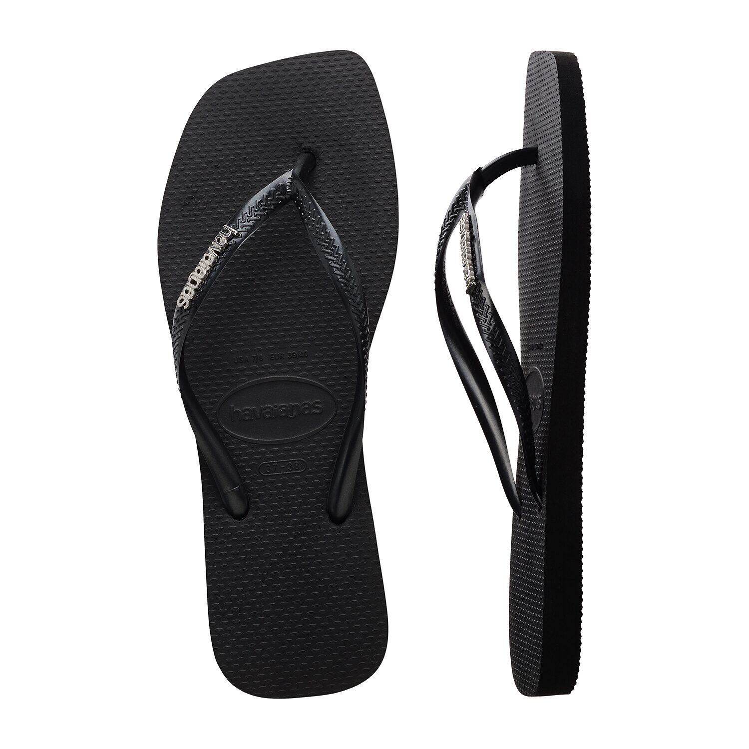 Havaianas® Womens Slim Square Logo Metallic Flip-Flops