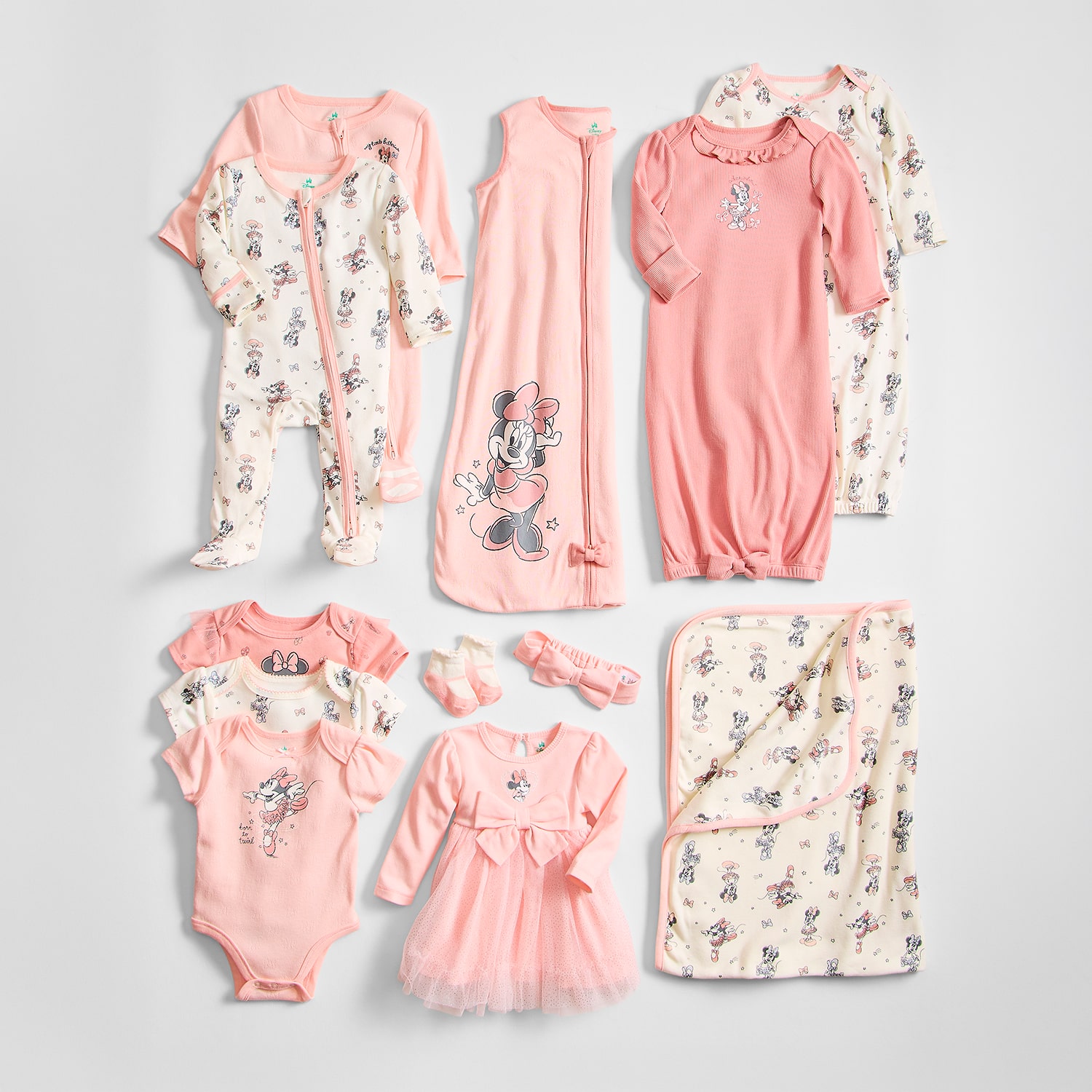 Disney Baby Girls Minnie Mouse Crew Neck Long Sleeve 2-pc. Nightgown