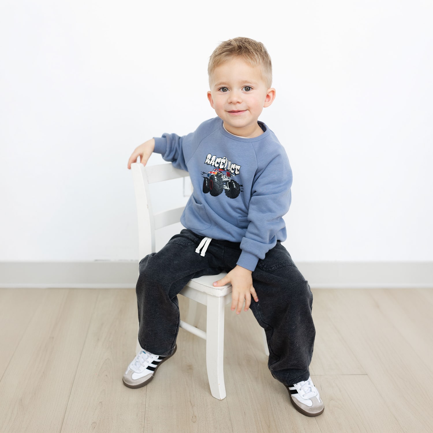 Grayson Little Toddler Boys Crew Neck Long Sleeve Hot Wheels Sweatshirt