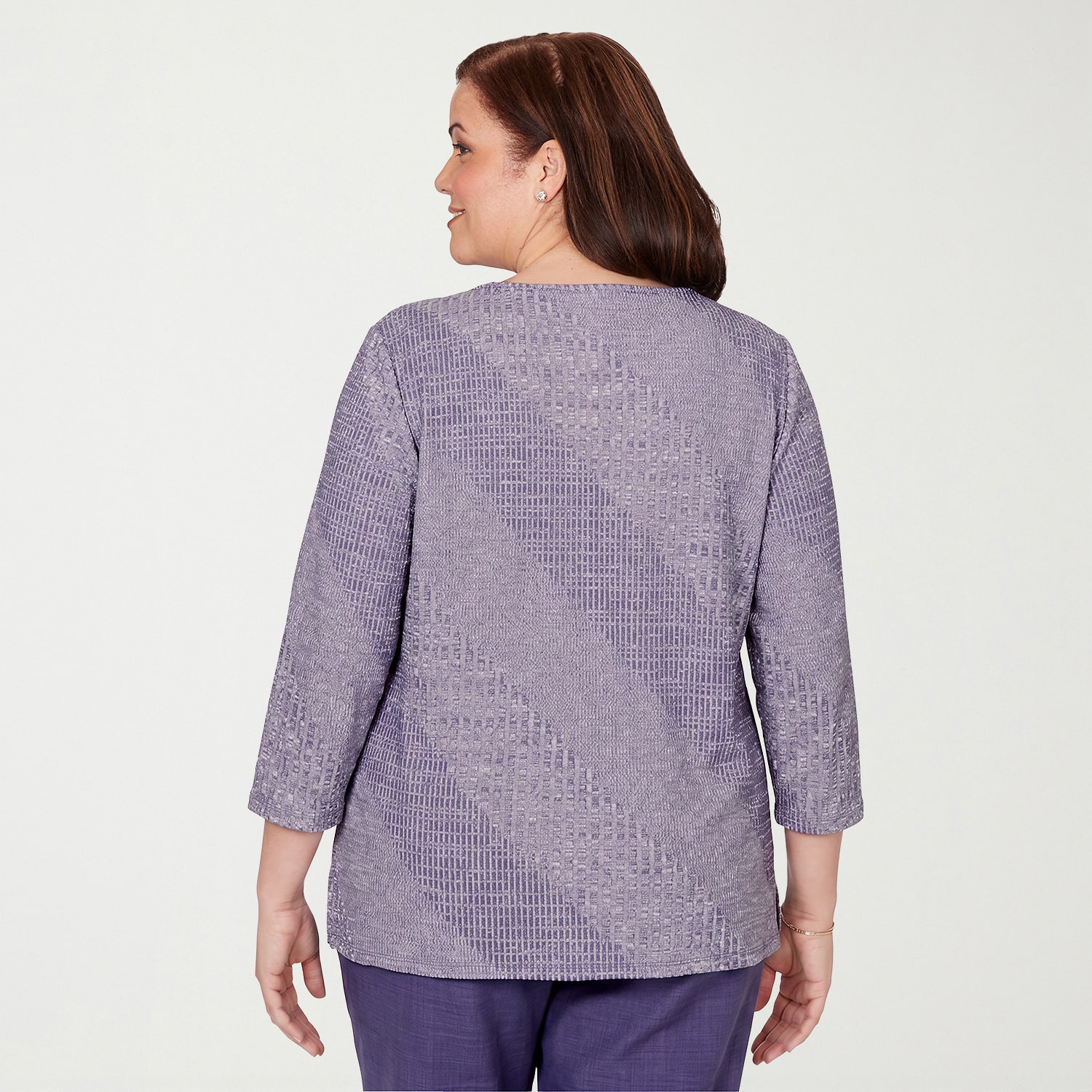 Alfred Dunner Grand Bazaar Womens Plus Crew Neck 3/4 Sleeve T-Shirt