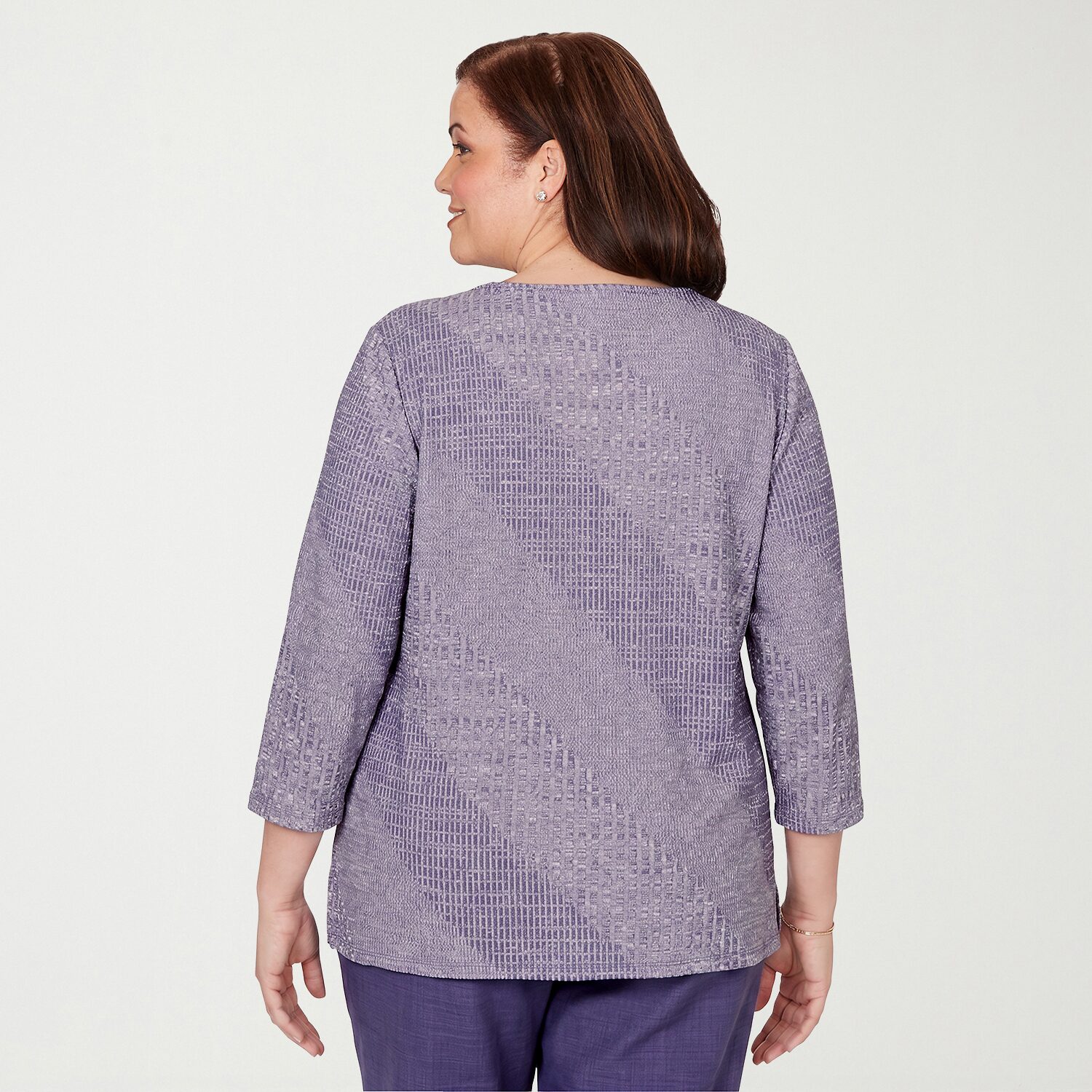 Alfred Dunner Grand Bazaar Womens Plus Crew Neck 3/4 Sleeve T-Shirt