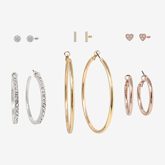 AEROPOSTALE Womens Crystal 1 Inch Hoop Earrings