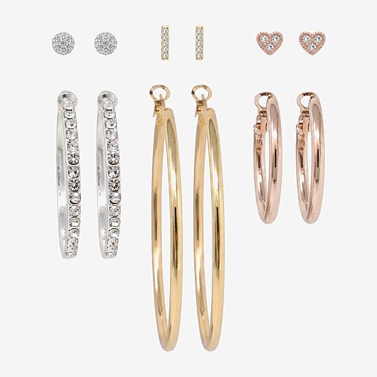 AEROPOSTALE Womens Crystal 1 Inch Hoop Earrings