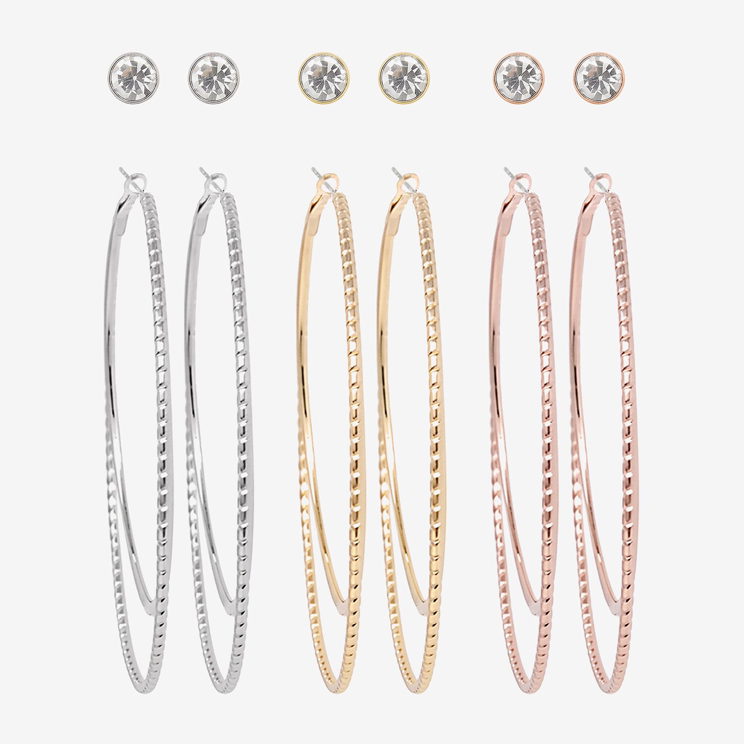 AEROPOSTALE Womens Glass 60mm Round Hoop Earrings