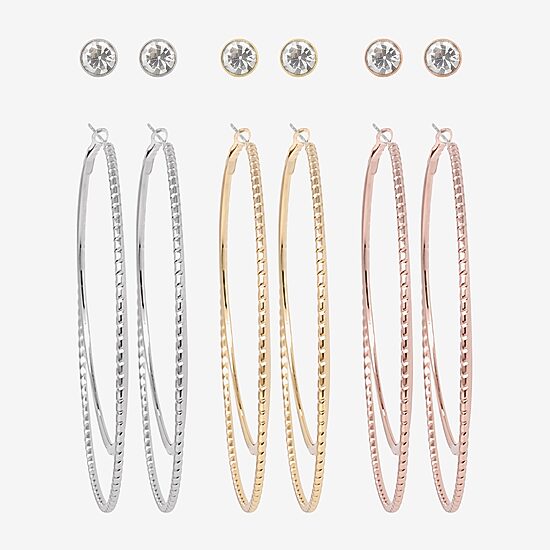 AEROPOSTALE Womens Glass 60mm Round Hoop Earrings