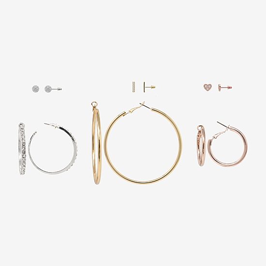 AEROPOSTALE Womens Crystal 1 Inch Hoop Earrings