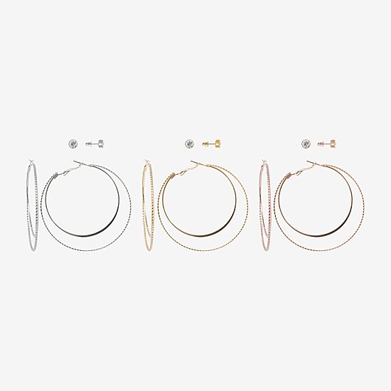 AEROPOSTALE Womens Glass 60mm Round Hoop Earrings