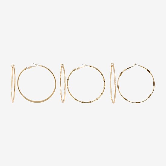 AEROPOSTALE Womens Crystal 1 Inch Circle Hoop Earrings