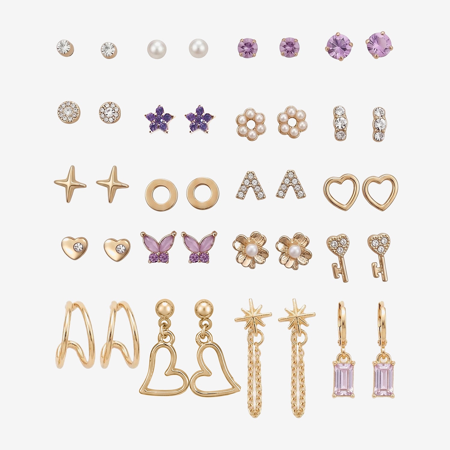 AEROPOSTALE Womens Crystal 9 Pair Earring Set