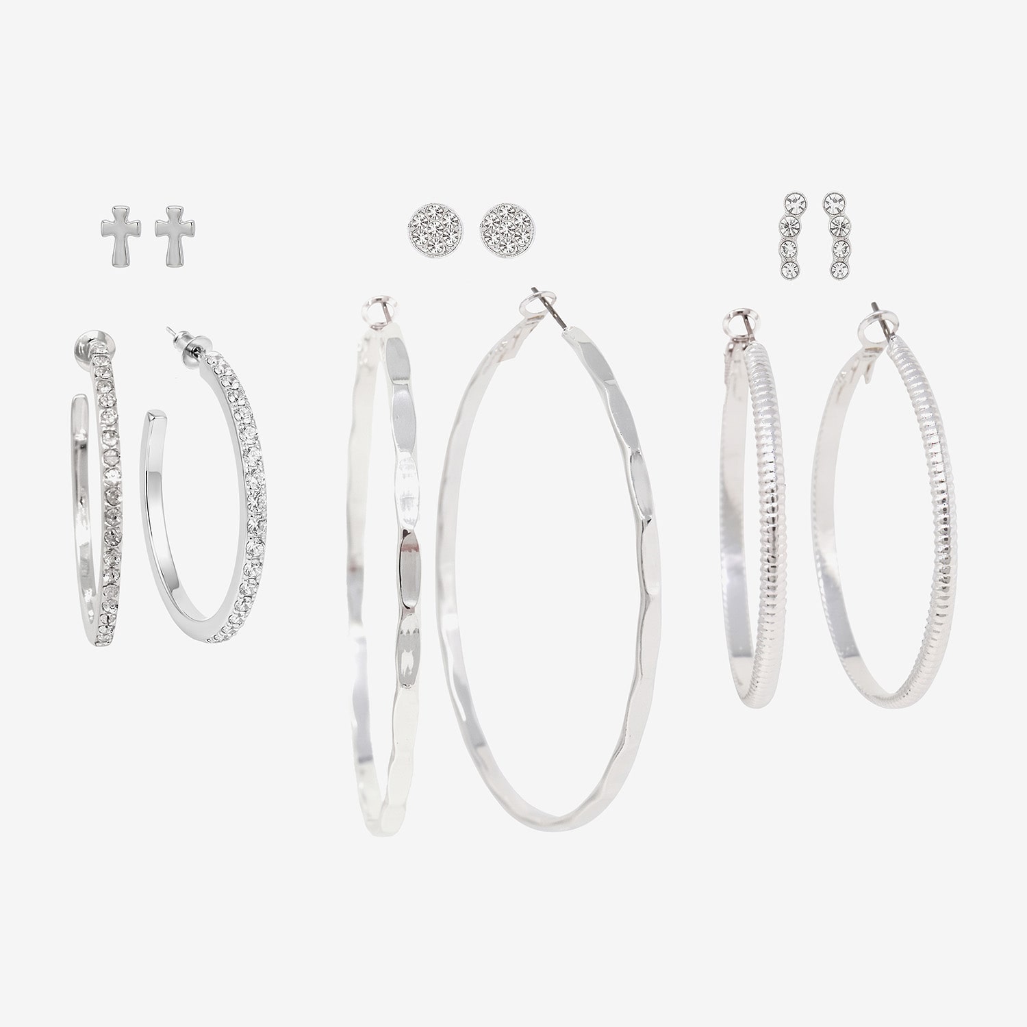 AEROPOSTALE Womens Crystal 1 Inch Hoop Earrings