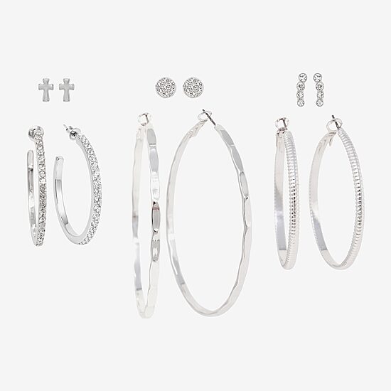 AEROPOSTALE Womens Crystal 1 Inch Hoop Earrings