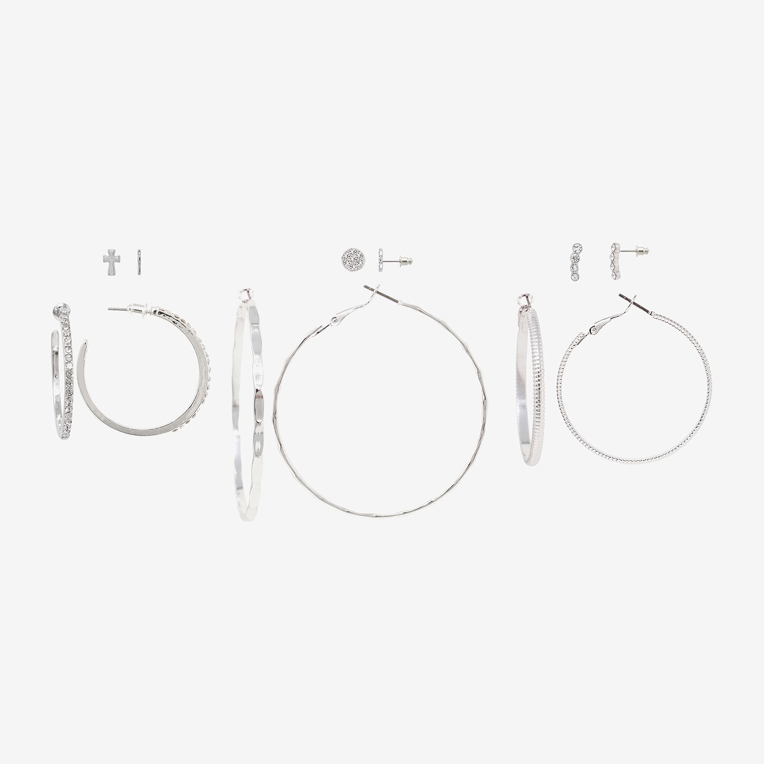 AEROPOSTALE Womens Crystal 1 Inch Hoop Earrings