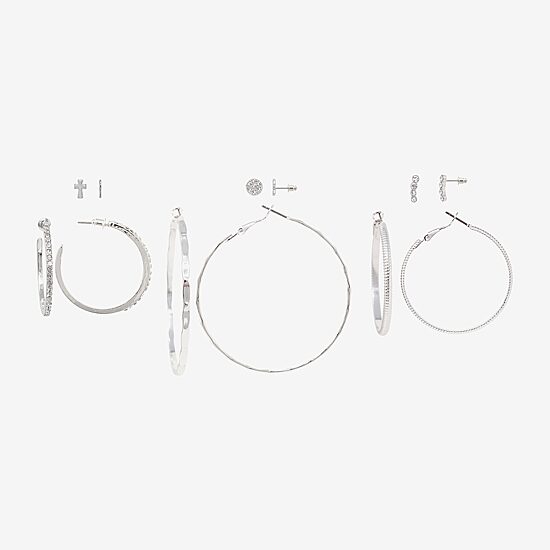 AEROPOSTALE Womens Crystal 1 Inch Hoop Earrings