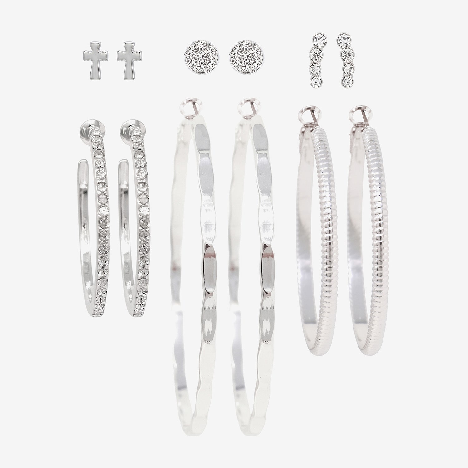 AEROPOSTALE Womens Crystal 1 Inch Hoop Earrings