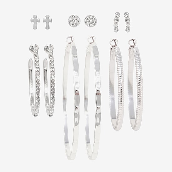 AEROPOSTALE Womens Crystal 1 Inch Hoop Earrings