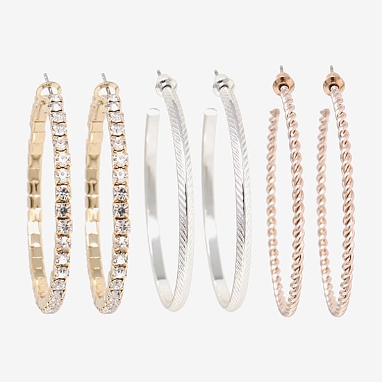 AEROPOSTALE Womens Glass 50.1mm Round Hoop Earrings
