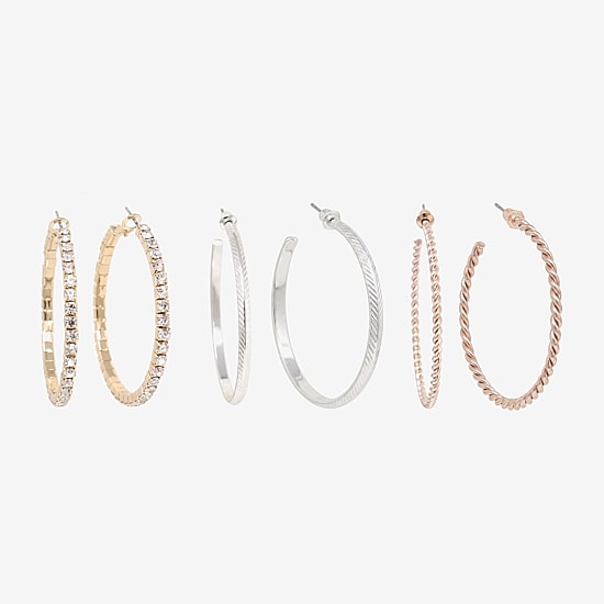 AEROPOSTALE Womens Glass 50.1mm Round Hoop Earrings