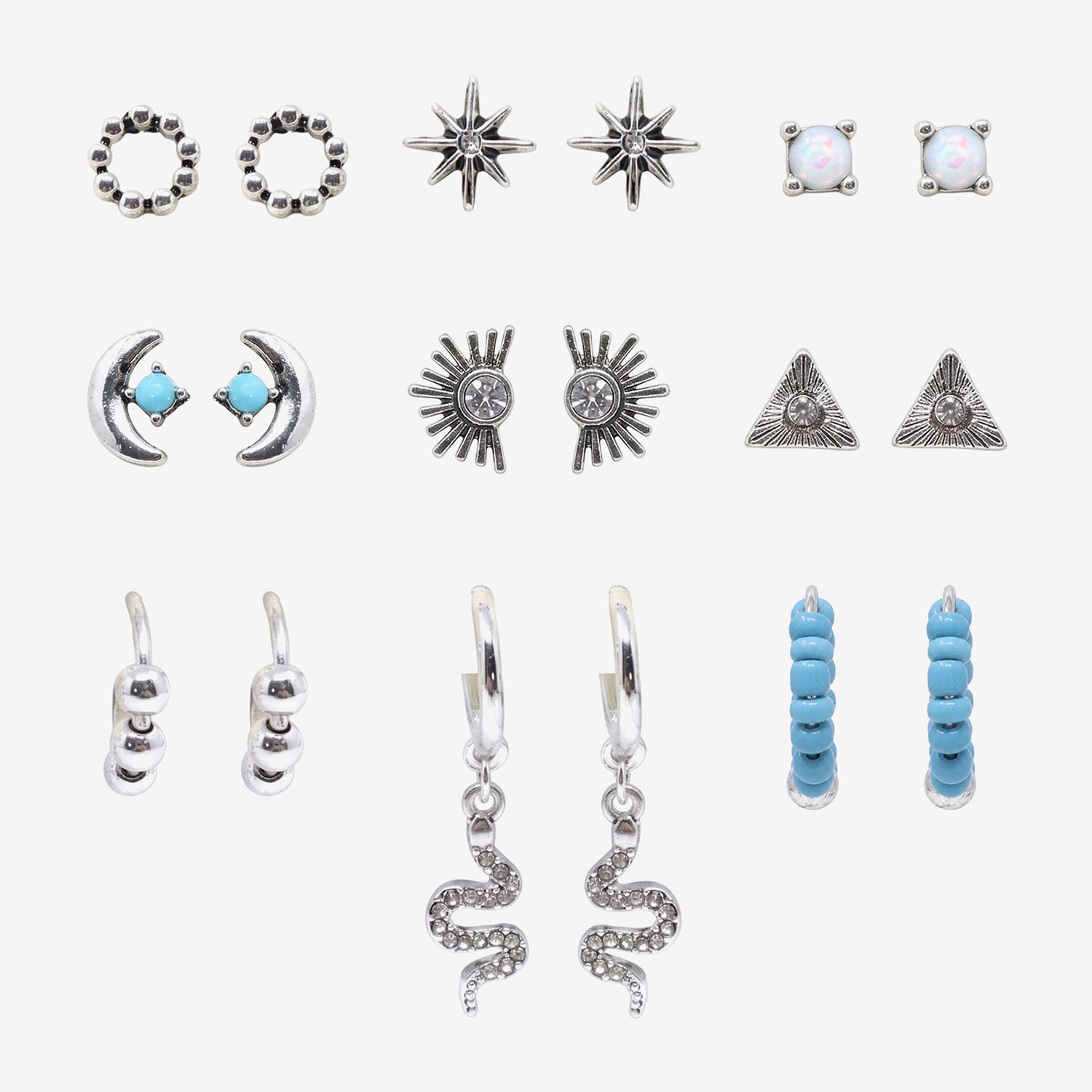 AEROPOSTALE Womens Crystal 9 Pair Earring Set