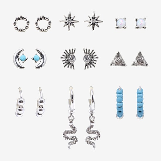 AEROPOSTALE Womens Crystal 9 Pair Earring Set