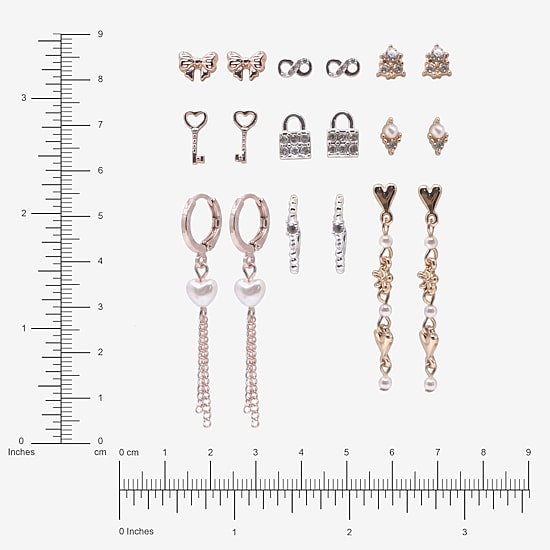 AEROPOSTALE Womens Dyed Crystal 9 Pair Earring Set