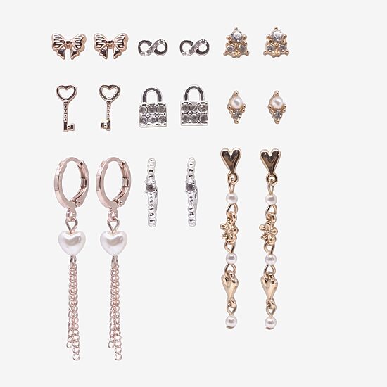 AEROPOSTALE Womens Dyed Crystal 9 Pair Earring Set