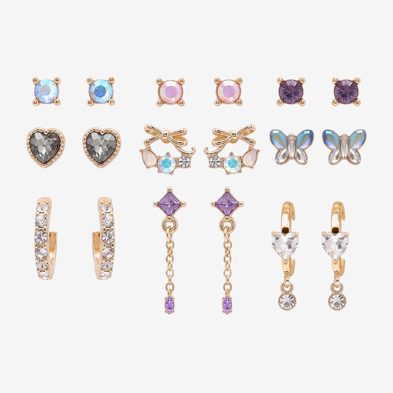 AEROPOSTALE Womens Crystal 9 Pair Earring Set
