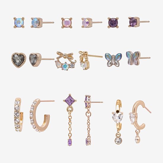 AEROPOSTALE Womens Crystal 9 Pair Earring Set