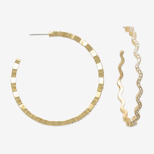 Mixit Womens Glass 56.1mm Hoop Earrings In Yellow