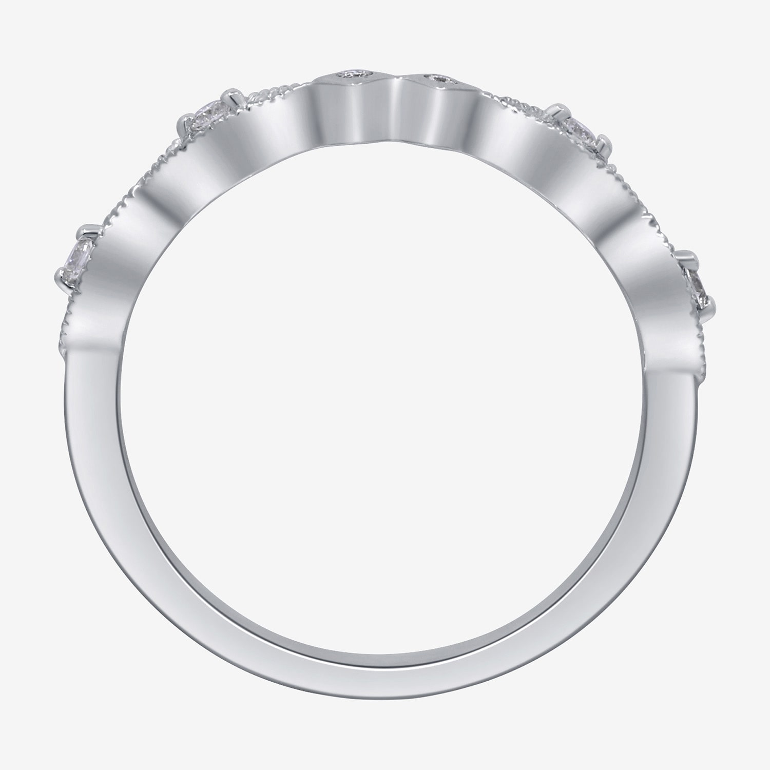 Limited Quantities! Womens 2MM Diamond Accent Natural White Diamond 14K White Gold Band