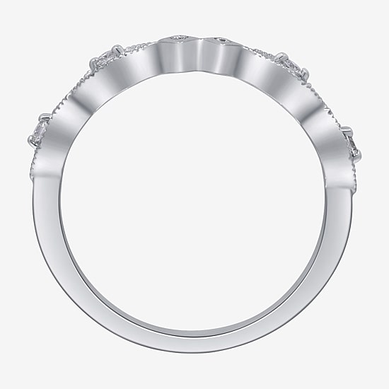 Limited Quantities! Womens 2MM Diamond Accent Natural White Diamond 14K White Gold Band