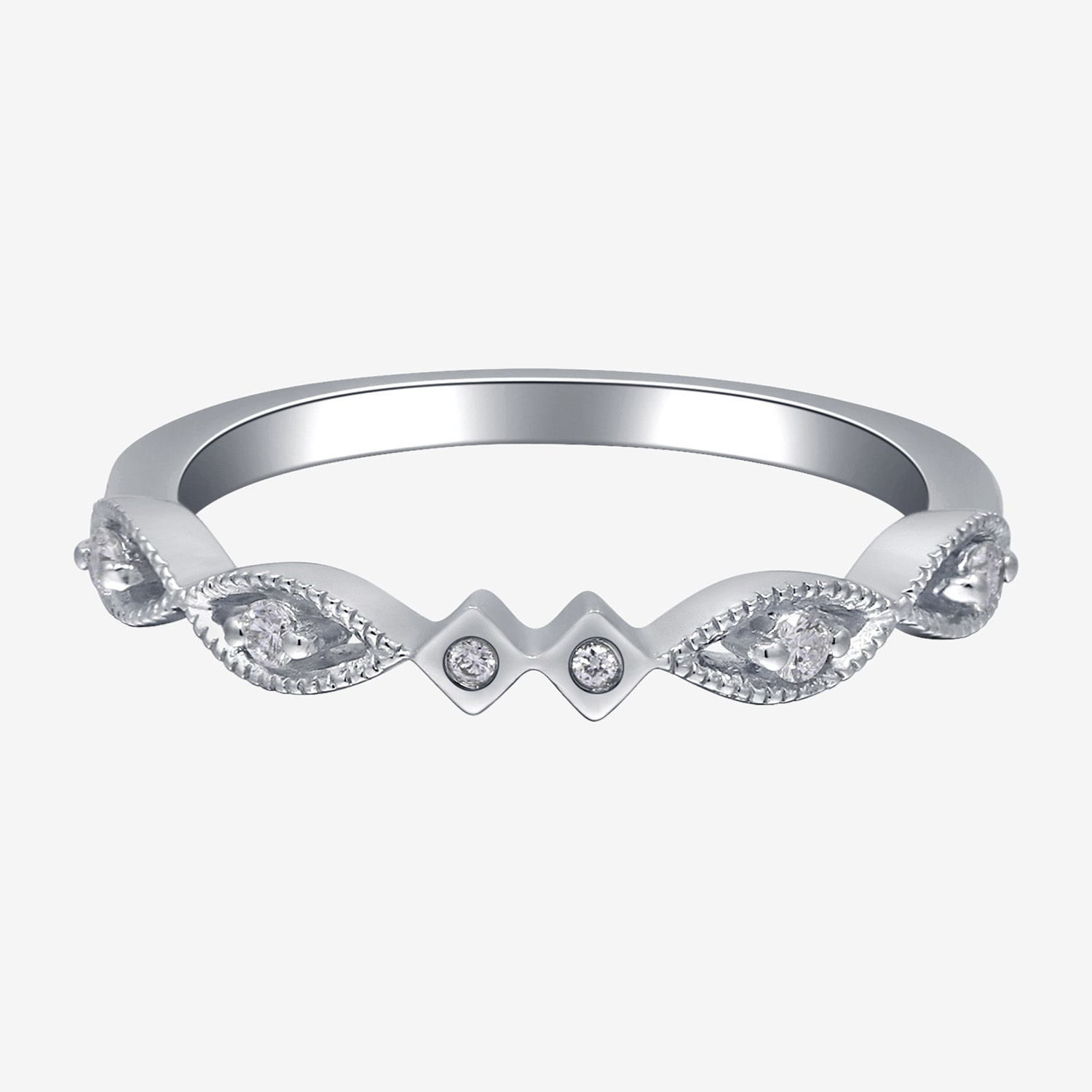 Limited Quantities! Womens 2MM Diamond Accent Natural White Diamond 14K White Gold Band