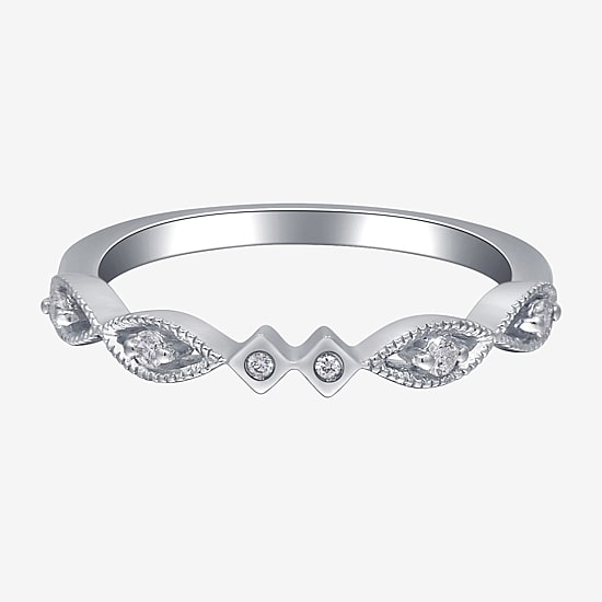 Limited Quantities! Womens 2MM Diamond Accent Natural White Diamond 14K White Gold Band