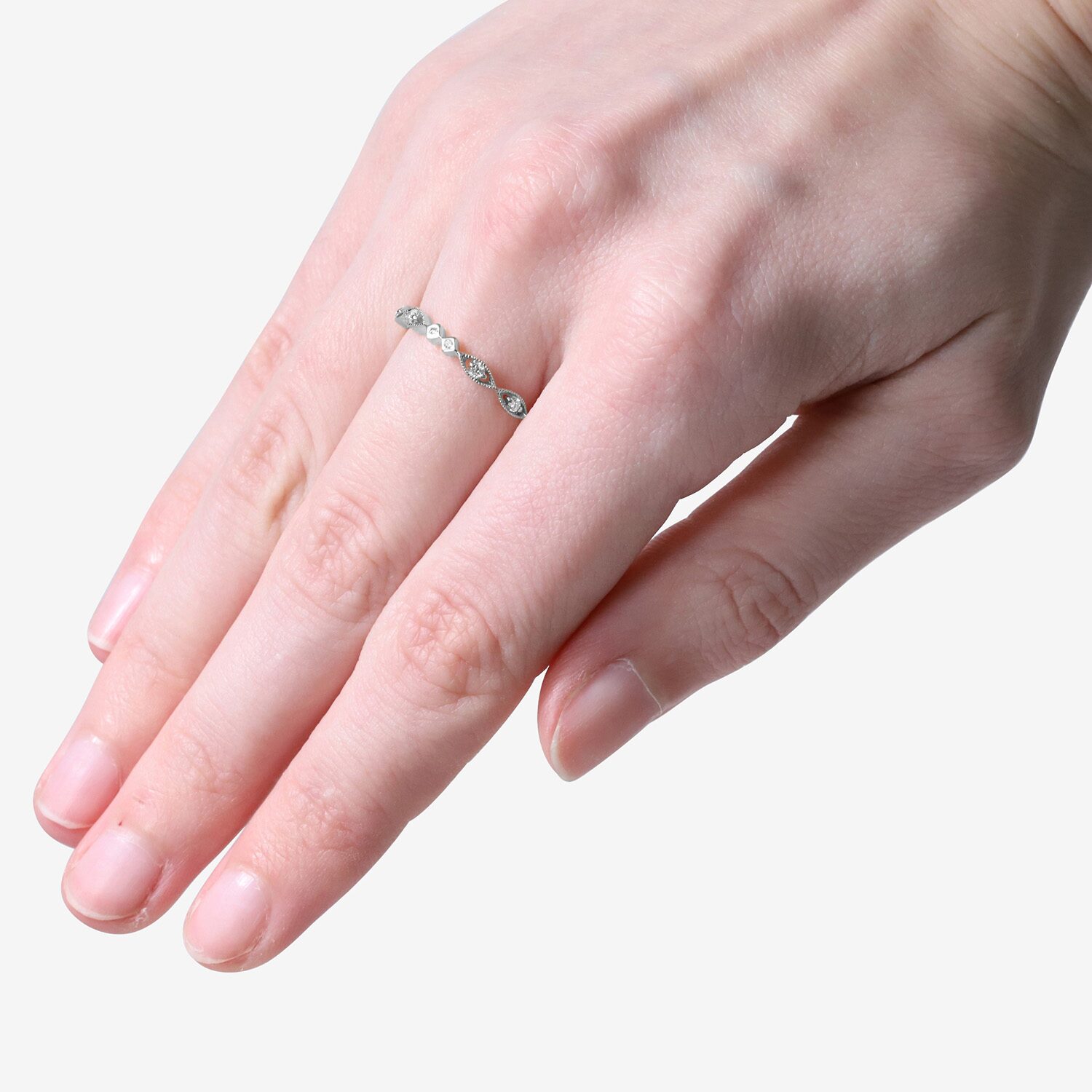 Limited Quantities! Womens 2MM Diamond Accent Natural White Diamond 14K White Gold Band